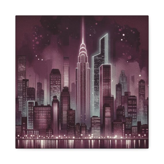 Dahlia District Canvas Wall Art: Urban Cityscape, Modern Home Decor (14x14)