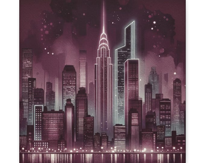 Dahlia District Canvas Wall Art: Urban Cityscape, Modern Home Decor (14x14)