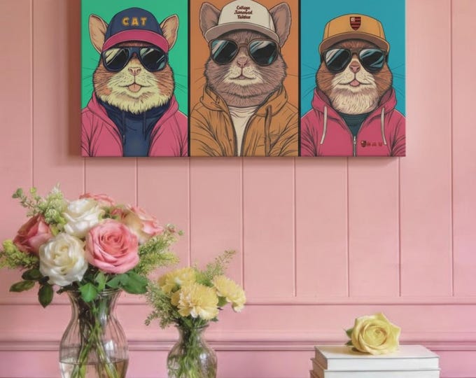 College for Advanced Tabbies Coach Trio Matte Canvas | Abstract C A T Home Decor 30x15