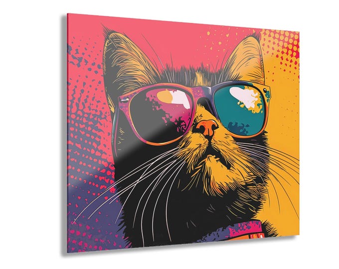 The Pop Culture Pouncer Acrylic Print | Abstract Feline Home Decor w/ French Cleat Hanging