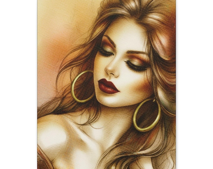Elegant Portrait of Woman Matte Canvas
