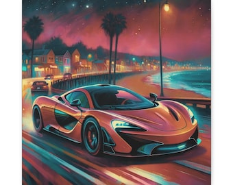Retro Car Canvas Wall Art: Spectrum Racer, Luxury Car (14x14)