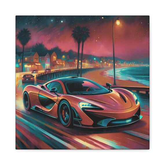 Retro Car Canvas Wall Art: Spectrum Racer, Luxury Car (14x14)