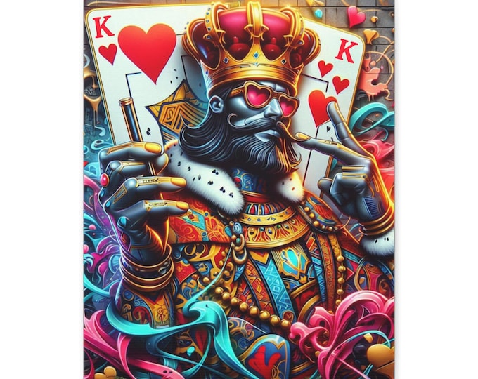 King of Hearts Canvas Wall Art: Colorful Abstract Decor (16x20)