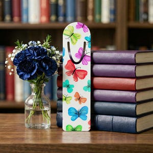 Colorful Watercolor Butterflies Bookmark | Metal Page Marker