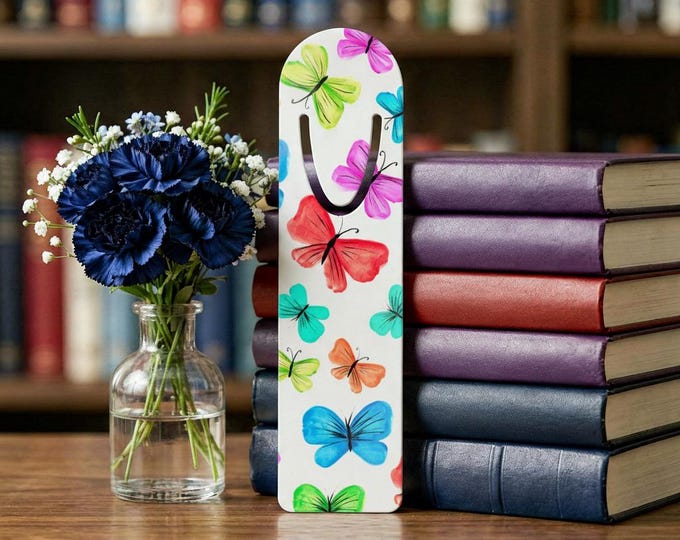 Colorful Watercolor Butterflies Bookmark | Metal Page Marker