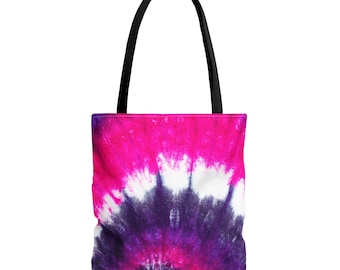 Pink & Purple Tie Dye Tote Bag | Polyester Reuseable Handbag