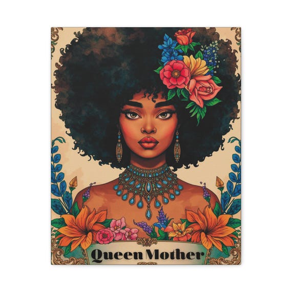 Queen Mother Canvas Wall Art: African American Portrait, Women Empowerment