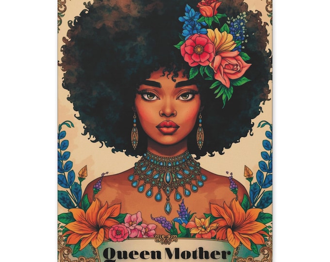 Queen Mother Canvas Wall Art: African American Portrait, Women Empowerment