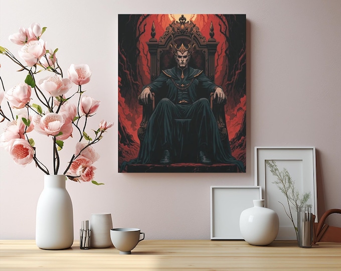 Gothic Ember Crowned Canvas Wall Art: Dark Fantasy Decor (16x20)