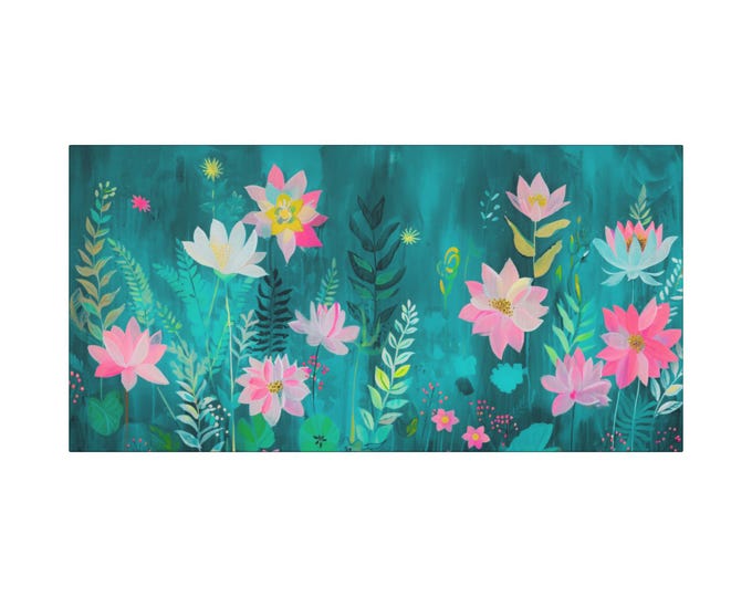 Pastel Peonies Canvas Wall Art: Floral Home Decor, 30x15