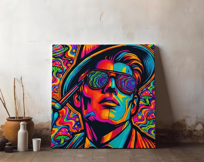 Psychedelic Pop Matte Canvas Wall Accent | Vibrant Pop-Art Home Decor (14x14)