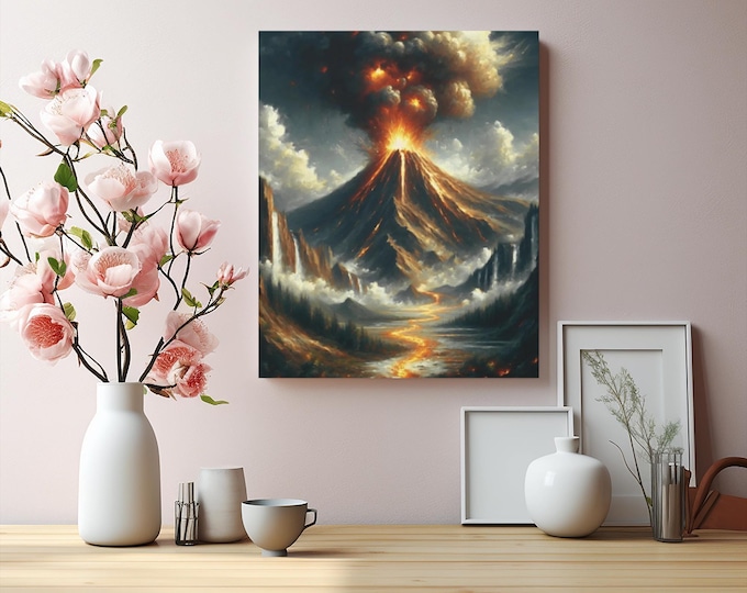 Volcanic Eruption Canvas Art: Natural Disaster Theme, Home Decor (16x20)