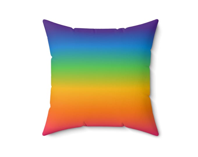 Rainbow Gradient Spun Polyester Pillow | Ombre Sunrise Square Throw Pillow
