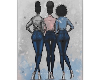 Fierce Fashionable Friends Abstract Matte Canvas Wall Artwork