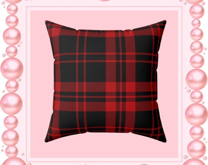 Plaid Square Pillow: Rustic Farmhouse Decor Accent (16x16)