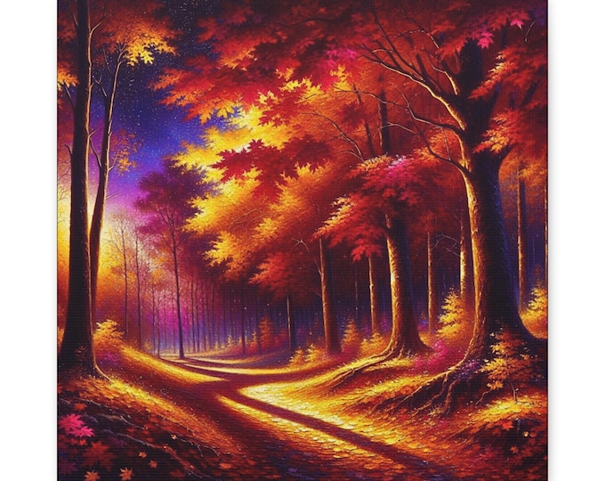 Autumn Forest Canvas Wall Art: Colorful Fall Nature Decor (14x14)