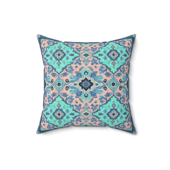 Tiffany Quilt Spun Polyester Square Pillow - Decorative Pillow Cover, Boho Chic Cushion, Home Decor, Modern Living Room Accent, Throw Pillow
