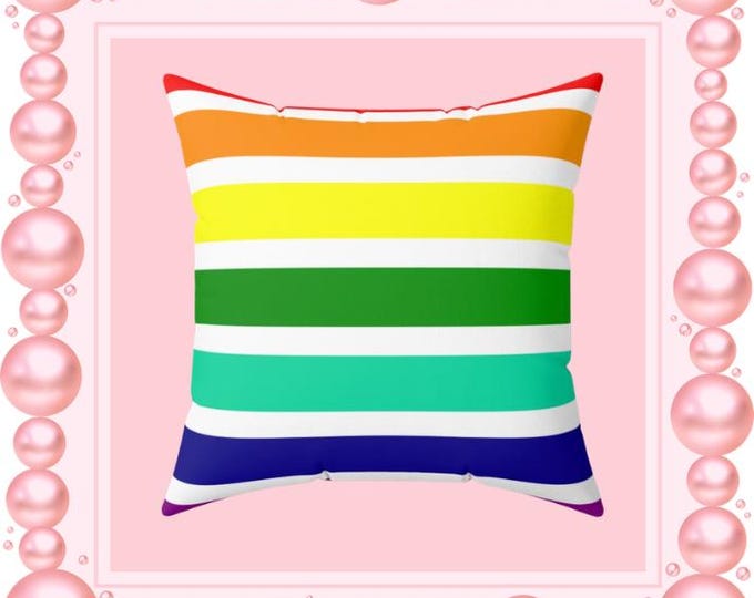 Rainbow Striped Spun Polyester Pillow: Vibrant Home Decor