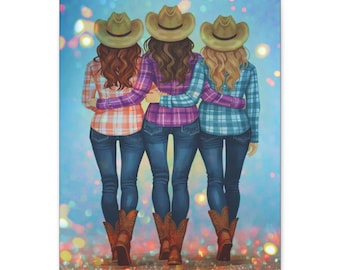 Cowgirl Flair Friends Abstract Matte Canvas Wall Artwork