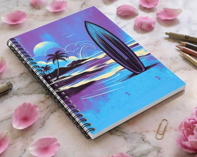 Coastal Surfing Notebook: Beach-Themed Journal, Ruled Pages