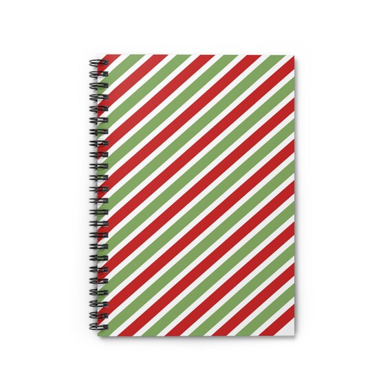 Christmas Striped Spiral Notebook: Festive Holiday Journal
