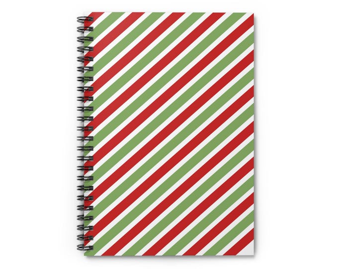 Christmas Striped Spiral Notebook: Festive Holiday Journal