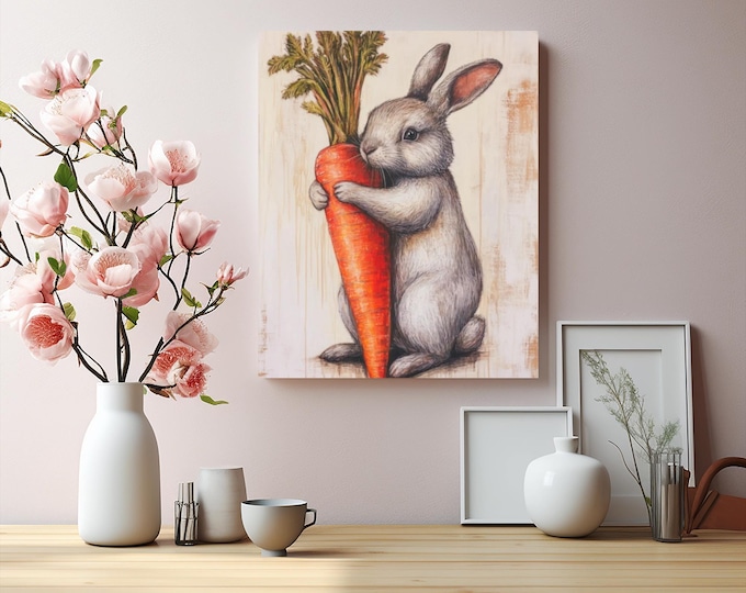Easter Bunny Carrot Choir Matte Canvas | Adorable Seasonal Decor 16x20