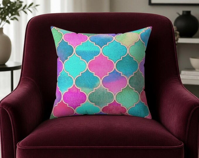 Moroccan Geometric Pillow: Bohemian Home Decor Accent Pillow