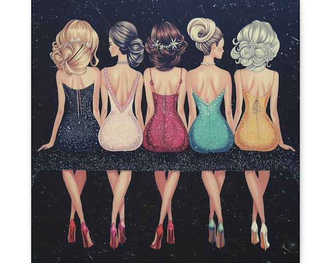 Frosted Glam Girls Reunion Abstract Matte Canvas Wall Artwork