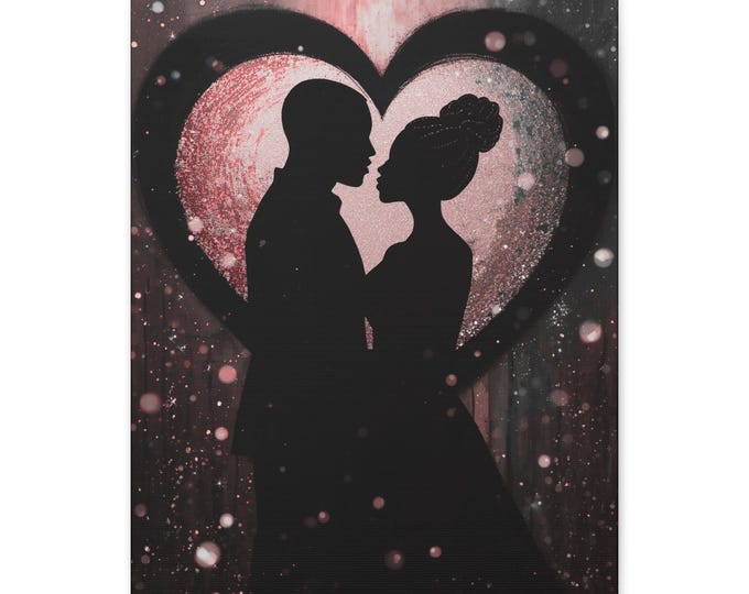 Romantic Couple Silhouette Canvas | Matte Stretched Wall Art