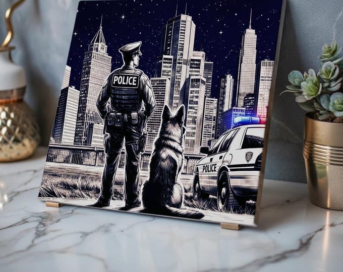The Night Shift Acrylic Canvas Print | Police & K9 Appreciation Artwork with French Cleat Hanging