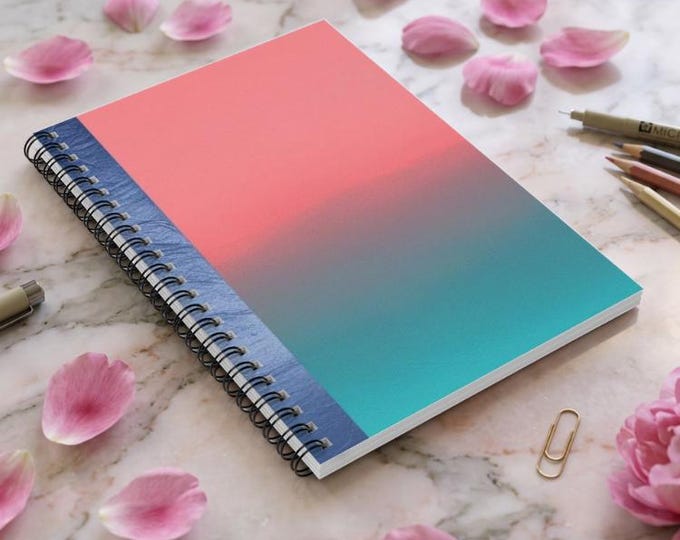 Spiral Notebook: Pink & Blue Cover, Ruled Pages - 6x8 Student Planner