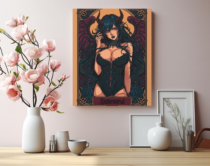 Dark Fantasy Canvas Art: Underworld Bloom Tarot - Gothic Home Decor