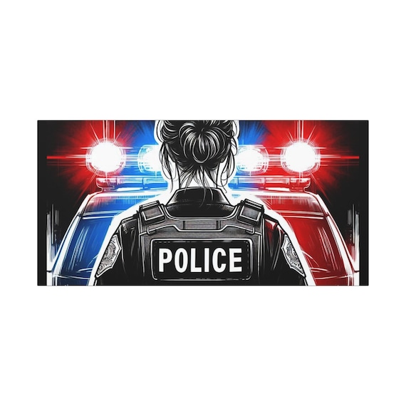 Strong Proud Fierce Canvas Wall Art: Women Law Enforcement Gift (30x15)