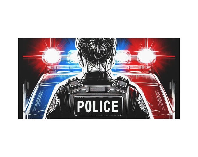 Strong Proud Fierce Canvas Wall Art: Women Law Enforcement Gift (30x15)