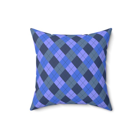 Carolina Blue Plaid Pillow: Spun Polyester Square Cushion