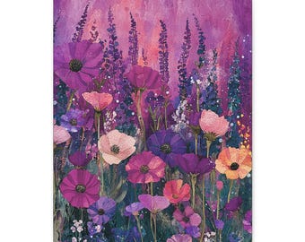 Floral Canvas Wall Art, Vibrant Flower Accent, Boho Home Decor (16x20)