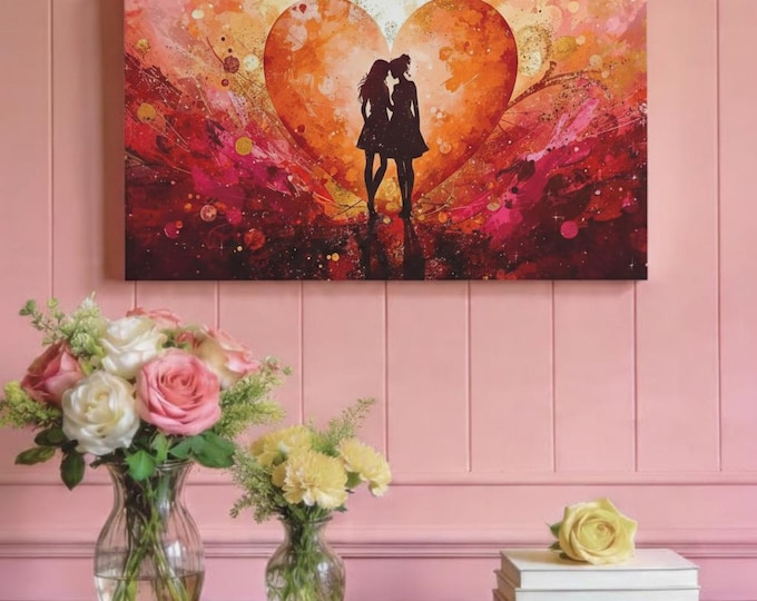 LGTBQ Crimson Silhouette Matte Canvas Wall Artwork