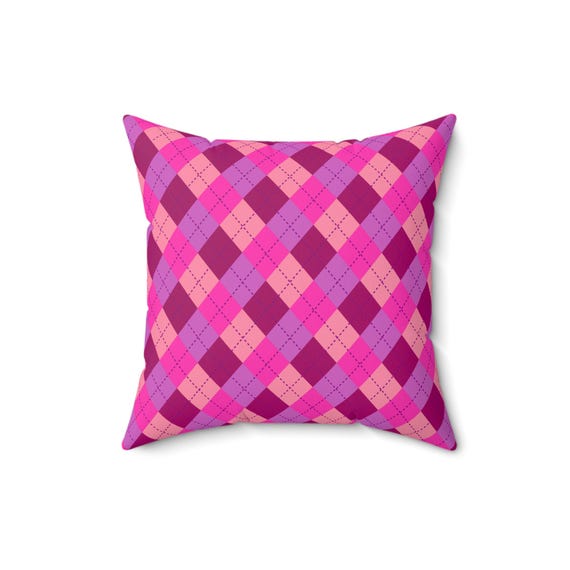 Pink Argyle Pillow: Spun Polyester Square Accent Pillow - 16x16