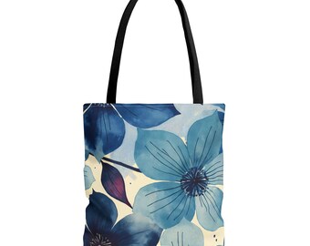 Blue Watercolor Floral Tote Bag | Everyday Accessories