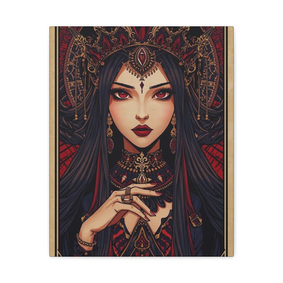 Gothic Vampire Canvas Art: Crimson Fantasy Wall Decor