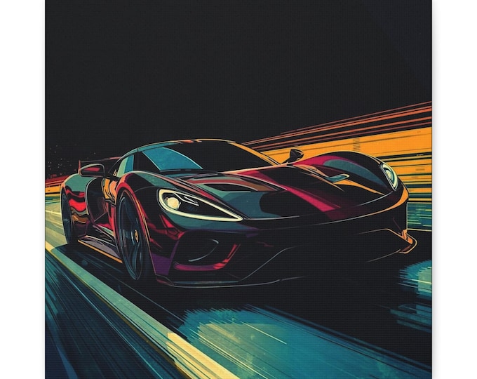 Racing Car Canvas Wall Art: Modern Automotive Garage Decor (14x14 Canvas)
