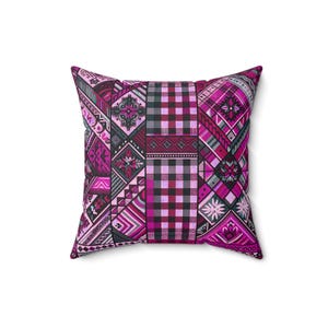 Smitten Ash Plaid Spun Polyester Square Pillow - Boho Chic Cushion, Home Decor, Gift for Her, Living Room Accent, Cozy Home Throw Pillow