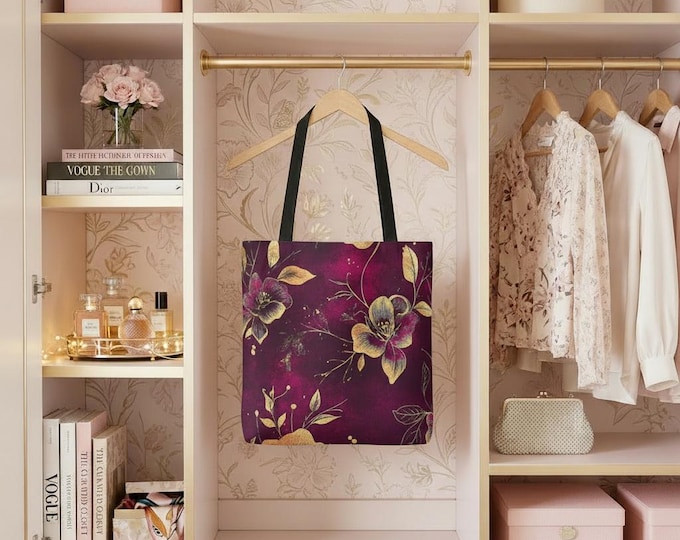 Maroon Tarnished Flora Hand Tote Bag