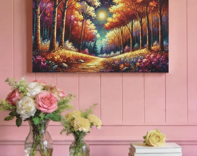 Autumn Forest Canvas Art: Colorful Landscape Wall Decor (30x15)