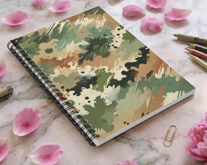 Camouflage Spiral Notebook: Ruled Pages, Camo Design - 6x8 in