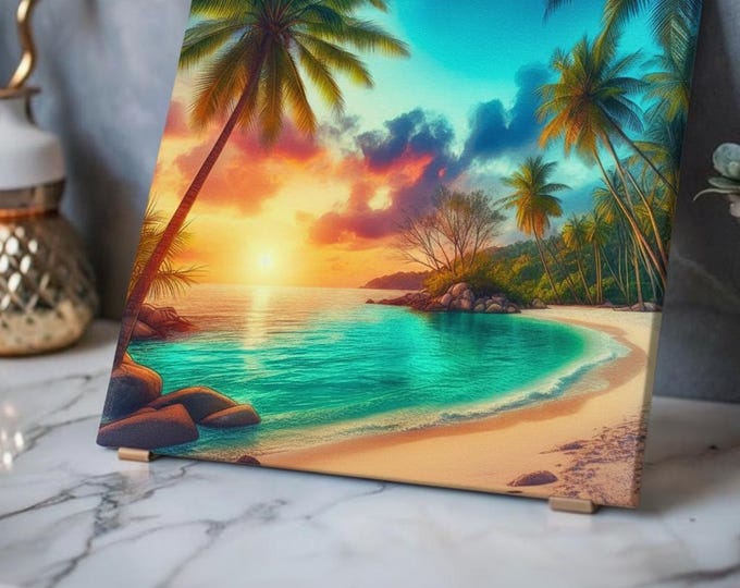 Twilight Over Turquoise Tides Acrylic Print | Modern Home Decor w/ French Cleat Hanging