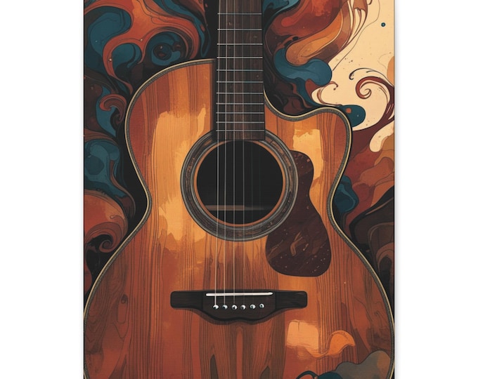 Whiskey Vibrations Acoustic Guitar Canvas Art: Music Lover Home Decor (16x20 Canvas Only)