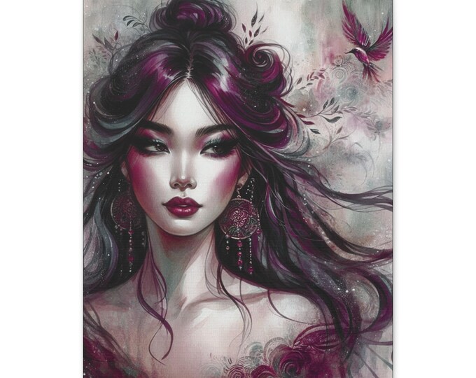 Burgundy Beauty Matte Canvas: Abstract Feminine Wall Art